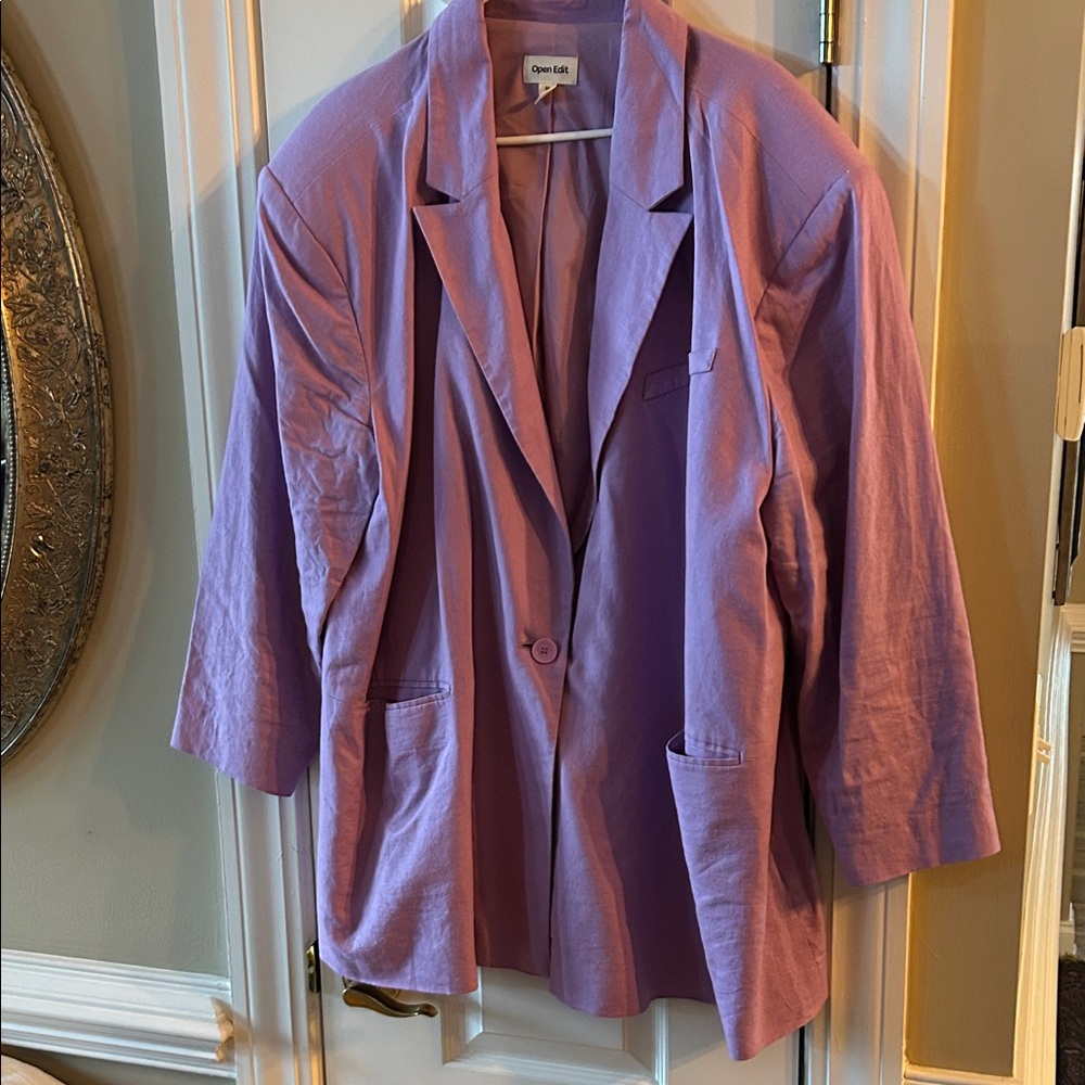 Open Edit Lavender Single-Button Women's Blazer